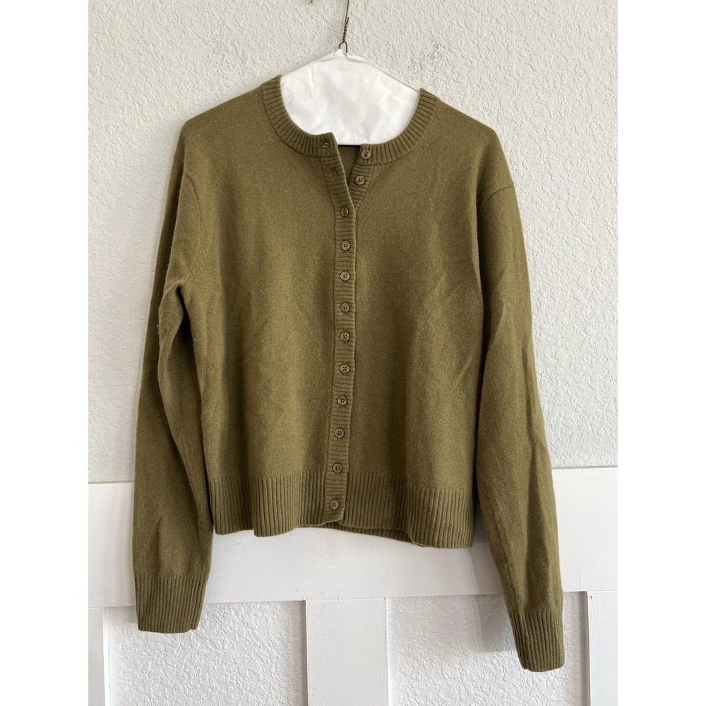 J. Crew Cardigan Sweater Mens Small Cashmere Button Front Olive Green